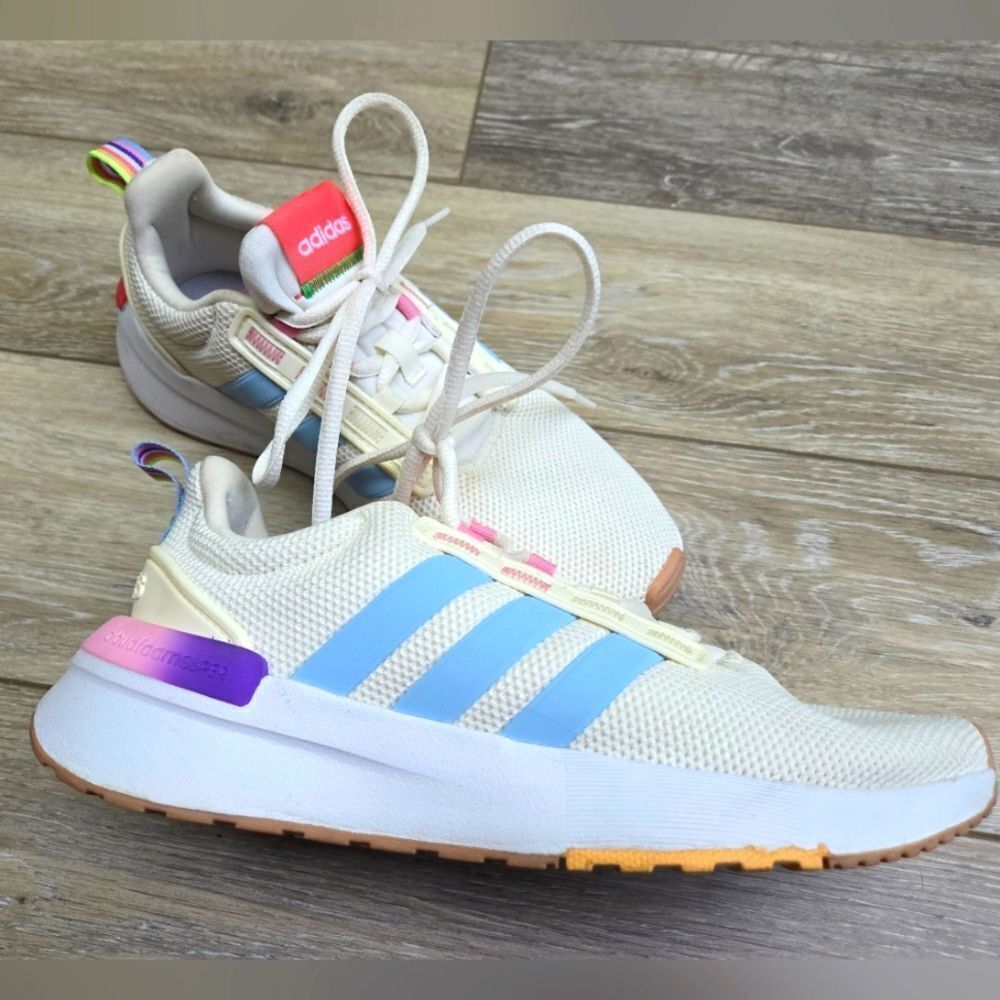 Adidas Women's Racer TR21 GZ1992 Running Shoes - Off White/Multicolor rainbow🌈6
